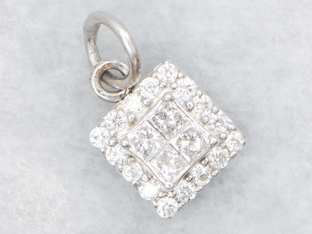 Sparkling White Gold Diamond Cluster Pendant