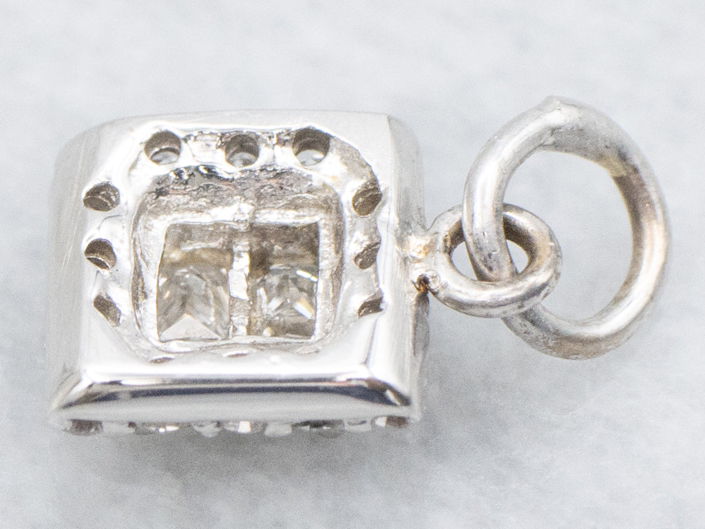 Sparkling White Gold Diamond Cluster Pendant