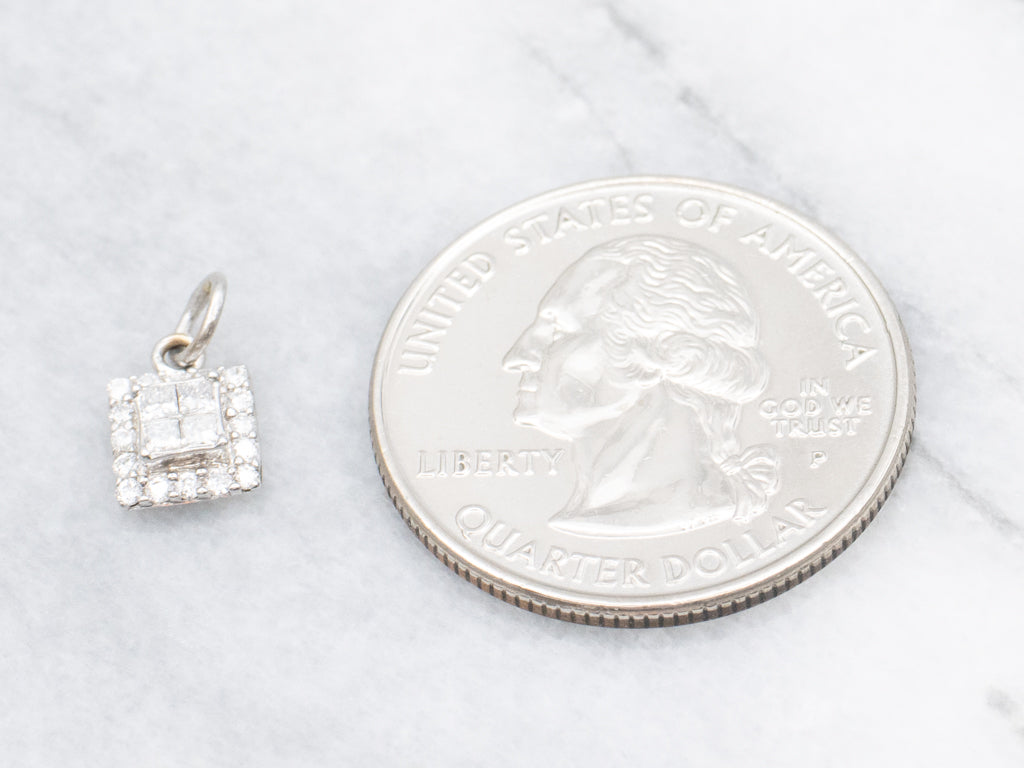 Sparkling White Gold Diamond Cluster Pendant