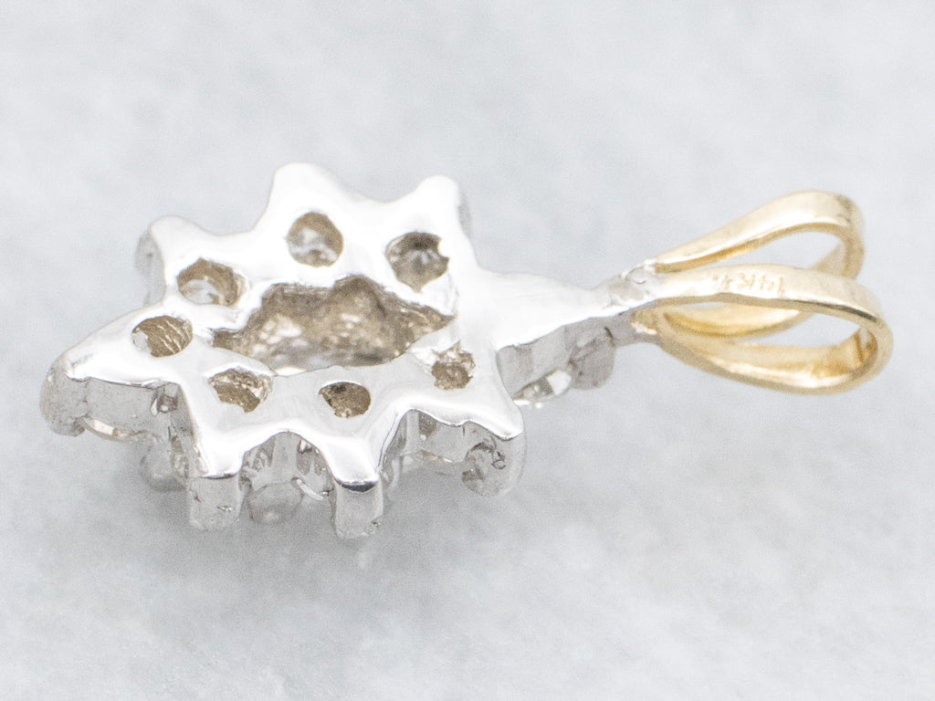 Two-Tone Gold Marquise-Cut Diamond Halo Pendant with Split Bail