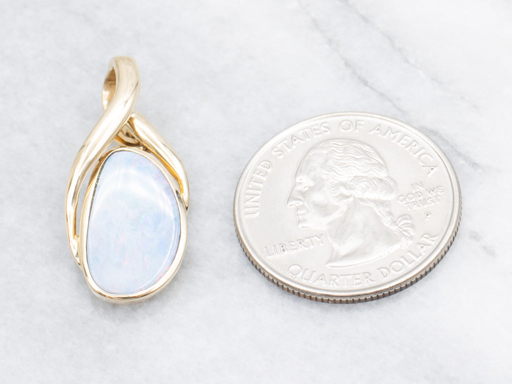 Modern GoldBoulder Opal Pendant with Enhancer Bail