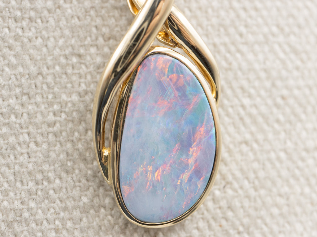 Modern GoldBoulder Opal Pendant with Enhancer Bail