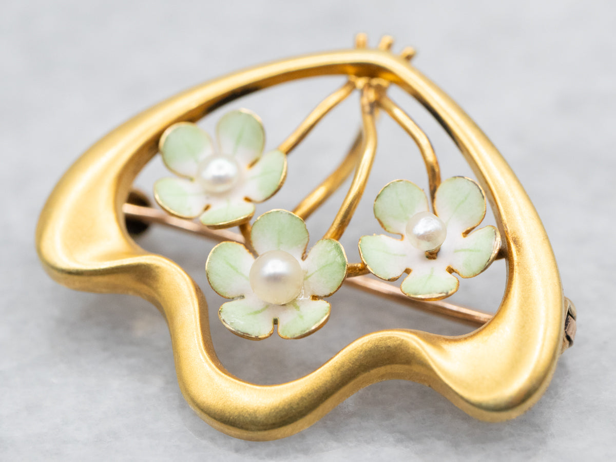 Floral Seed Pearl Brooch