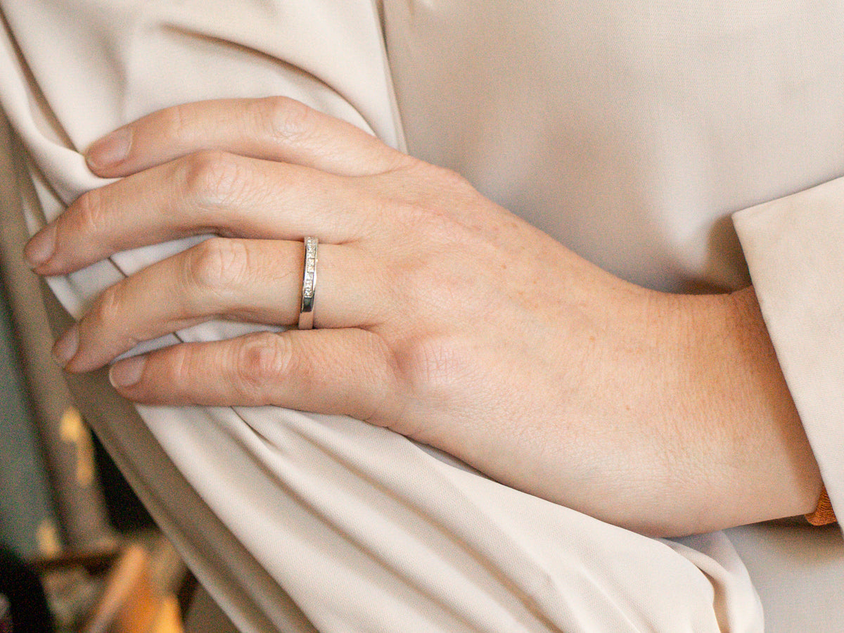 Milgrain Edged Channel Set Band with Square Diamonds