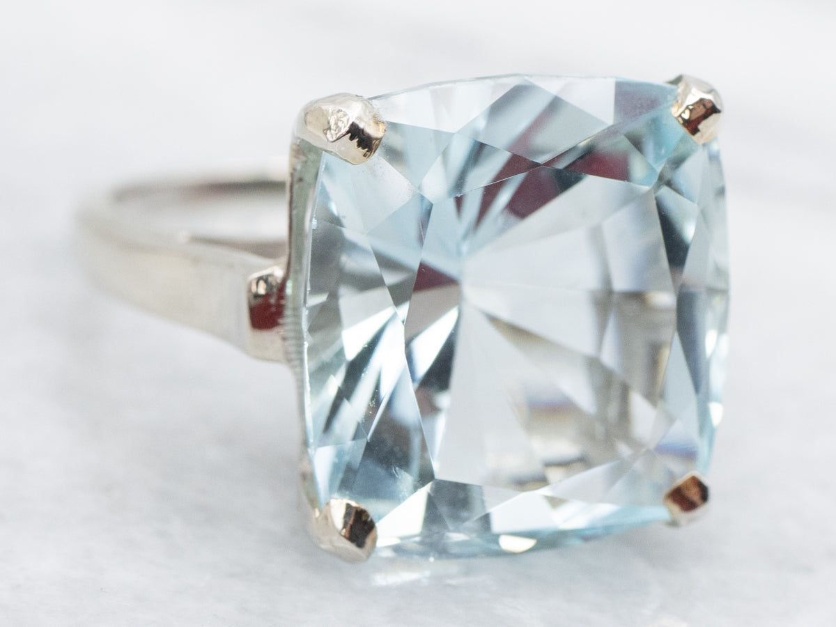 Fine Fancy Cut Aquamarine Cocktail Ring