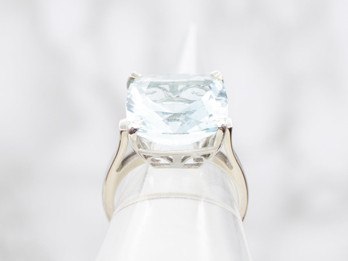Fine Fancy Cut Aquamarine Cocktail Ring