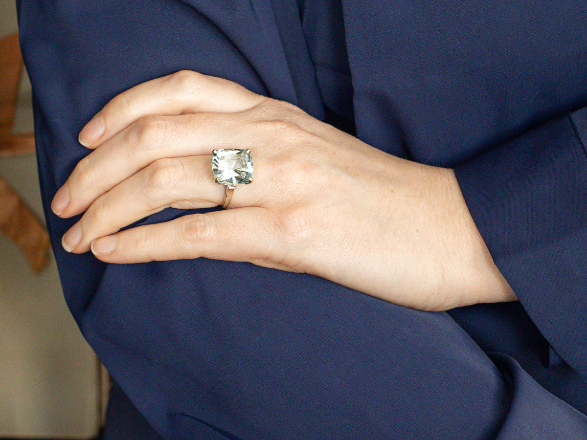 Fine Fancy Cut Aquamarine Cocktail Ring