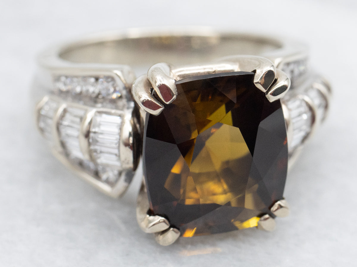 Bold Dravite Tourmaline Ring with Diamond Accents