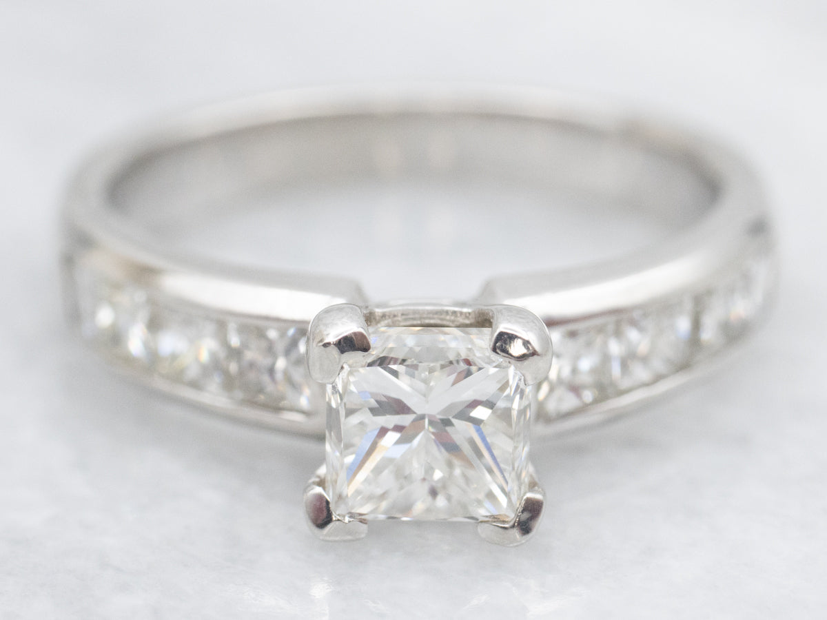 Platinum Princess Cut Diamond Modern Engagement Ring