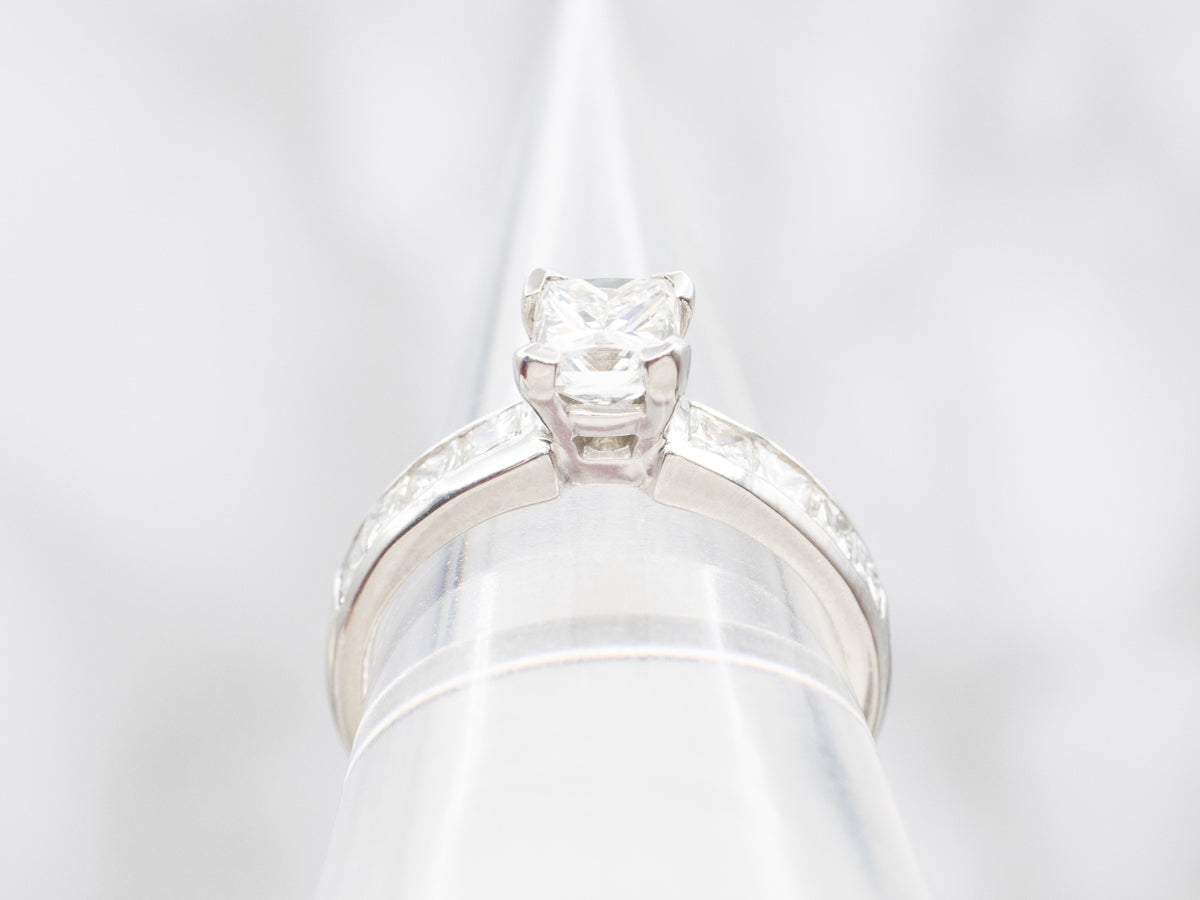 Platinum Princess Cut Diamond Modern Engagement Ring