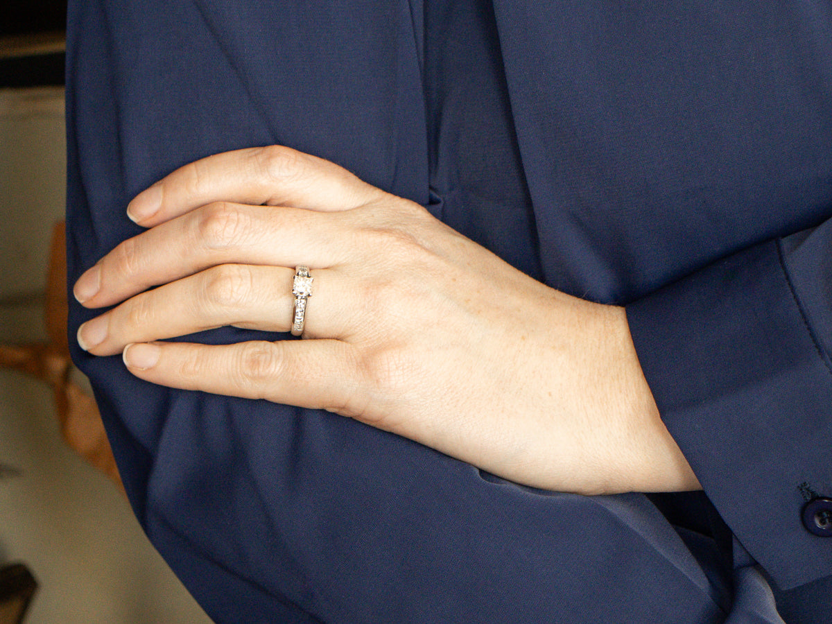 Platinum Princess Cut Diamond Modern Engagement Ring