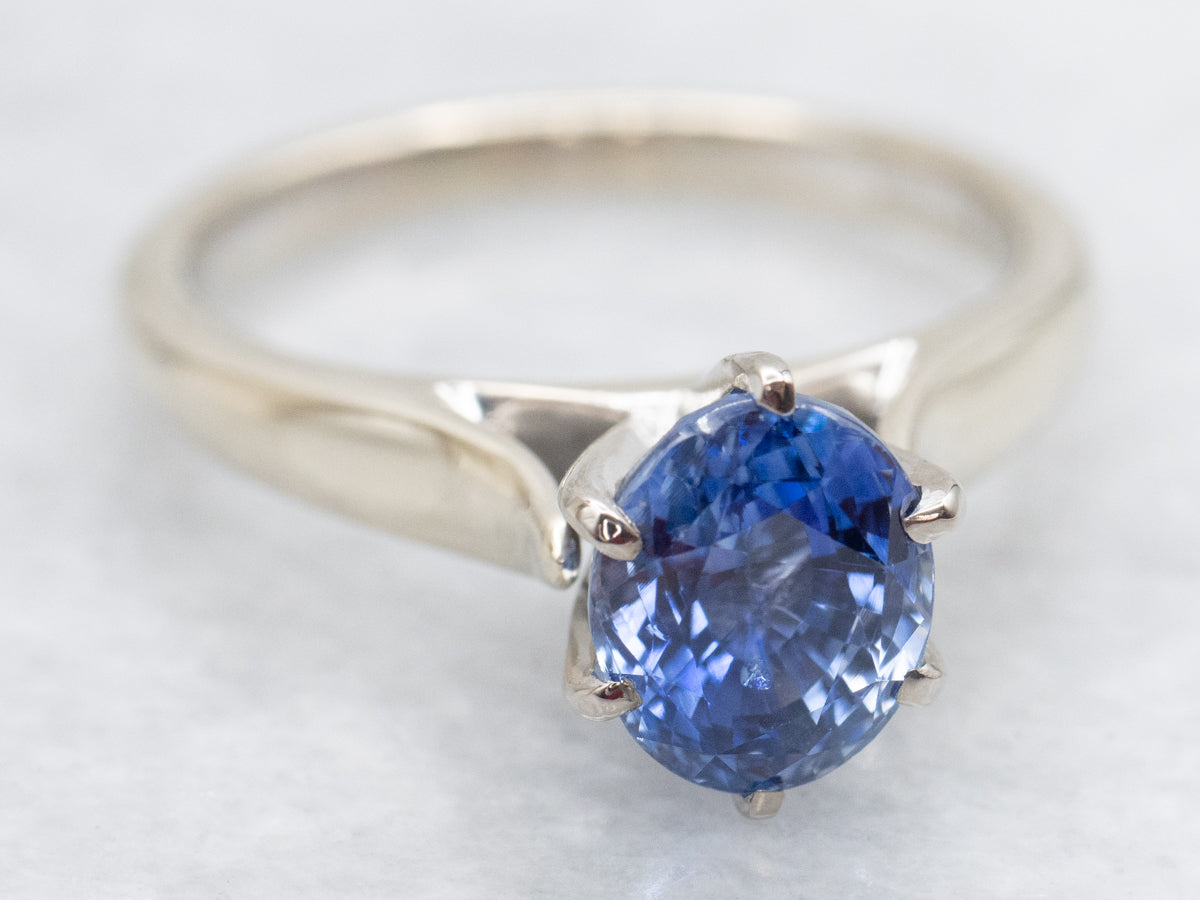 Cornflower Blue Sapphire Solitaire Engagement Ring