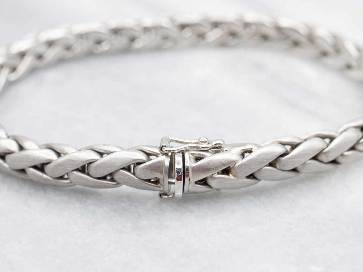 Satin Finish Platinum Braided Bracelet