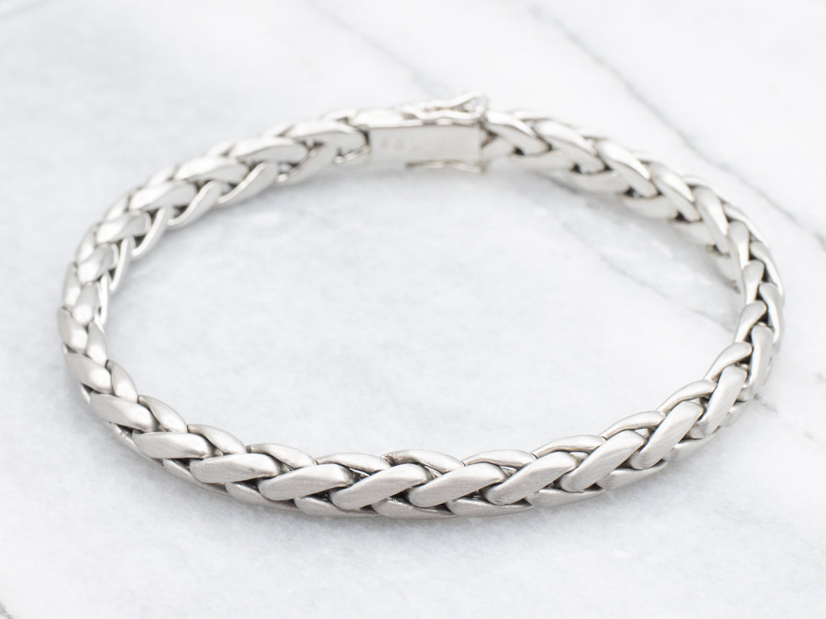 Satin Finish Platinum Braided Bracelet