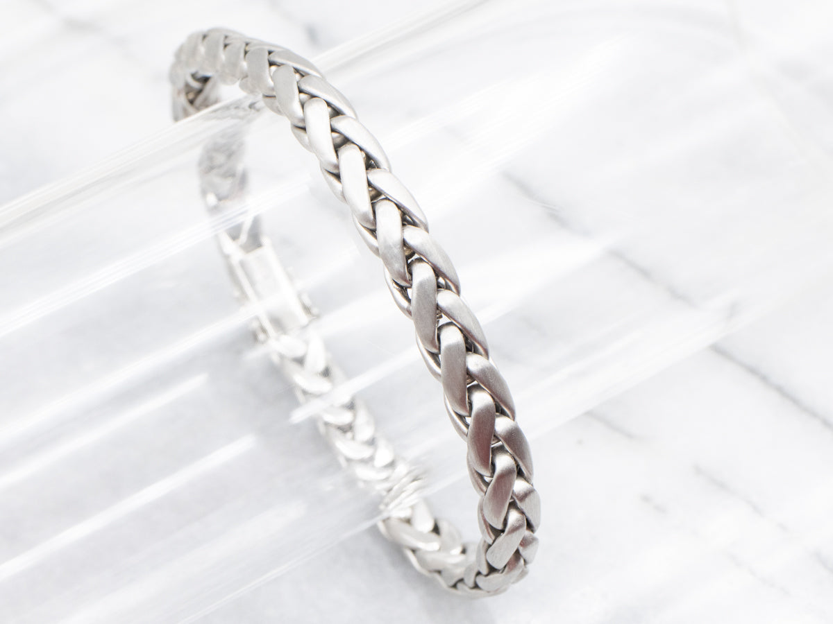 Satin Finish Platinum Braided Bracelet