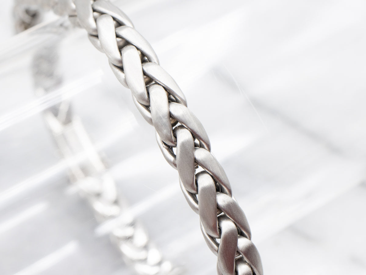 Satin Finish Platinum Braided Bracelet