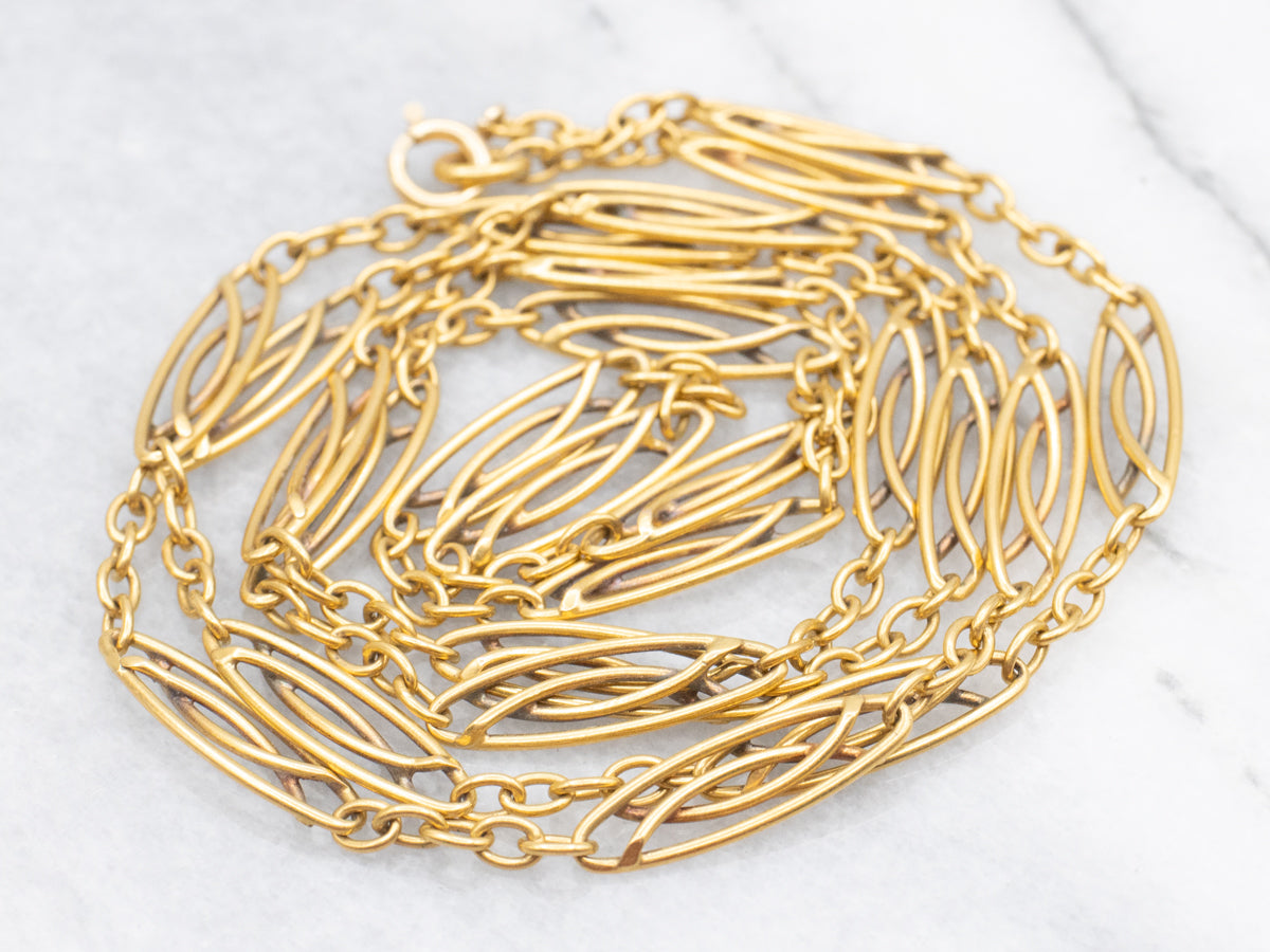 Beautiful Vintage Filigree Link Necklace with Spring Ring Clasp