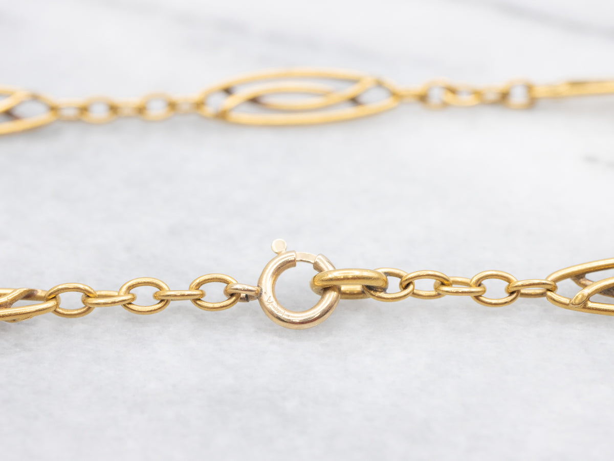 Beautiful Vintage Filigree Link Necklace with Spring Ring Clasp