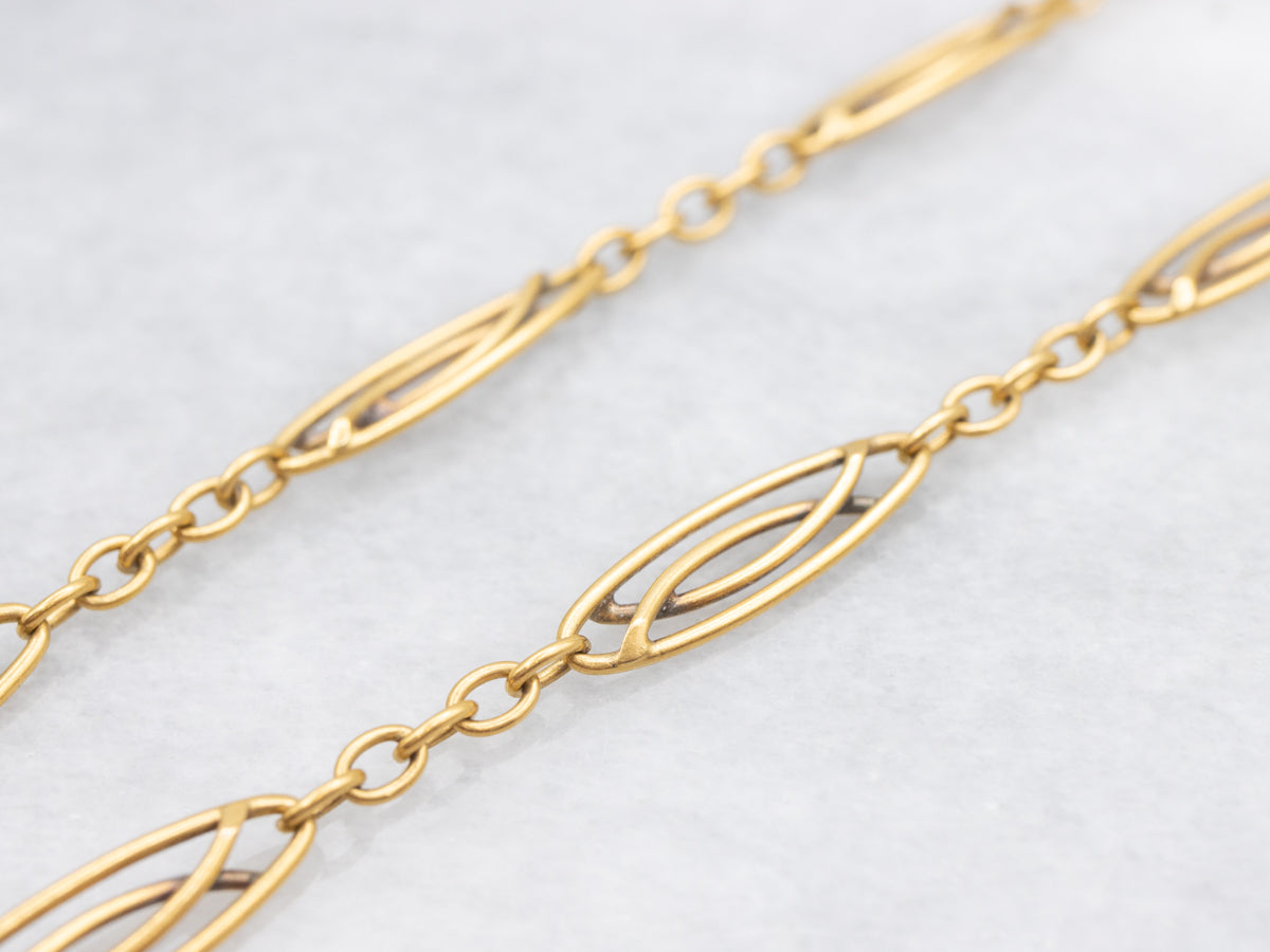 Beautiful Vintage Filigree Link Necklace with Spring Ring Clasp