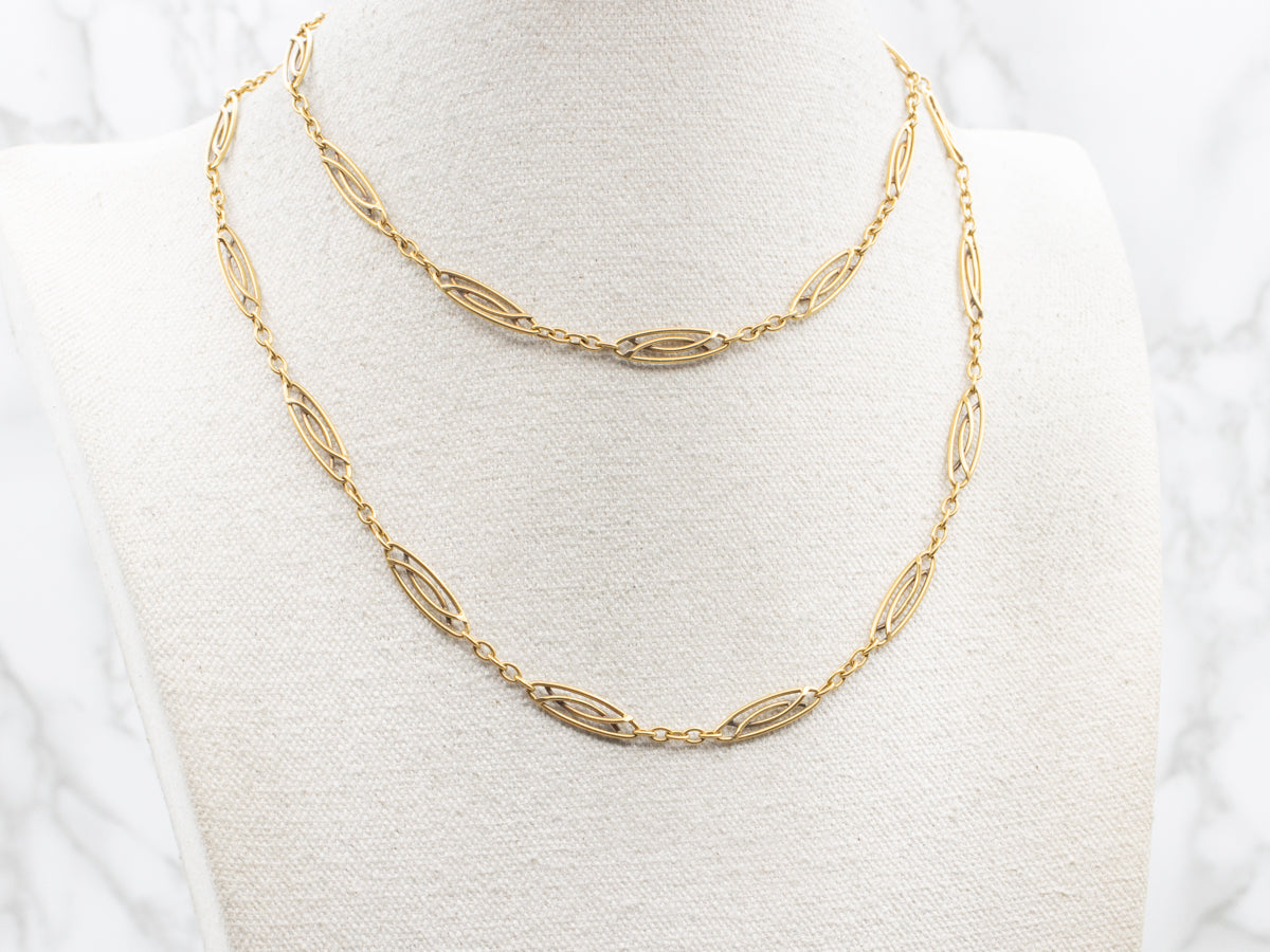 Beautiful Vintage Filigree Link Necklace with Spring Ring Clasp