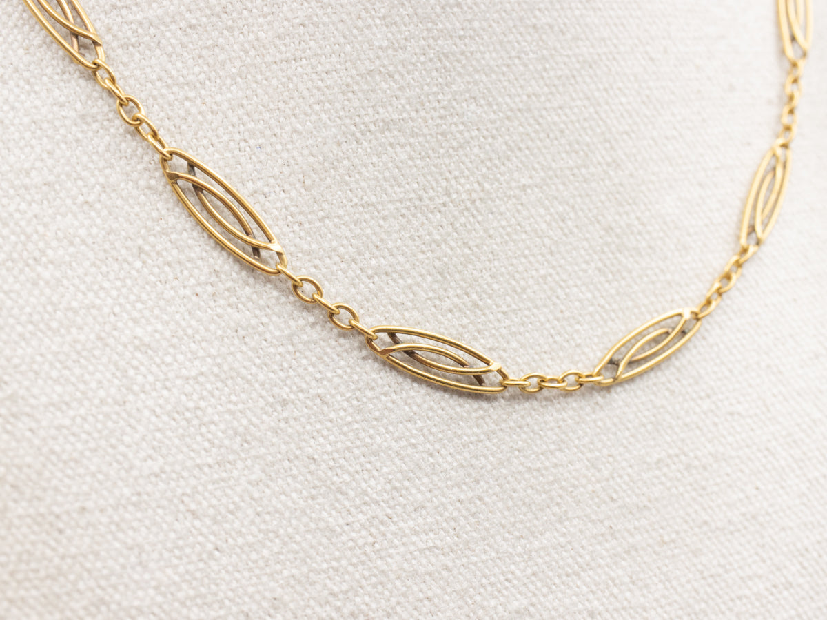 Beautiful Vintage Filigree Link Necklace with Spring Ring Clasp