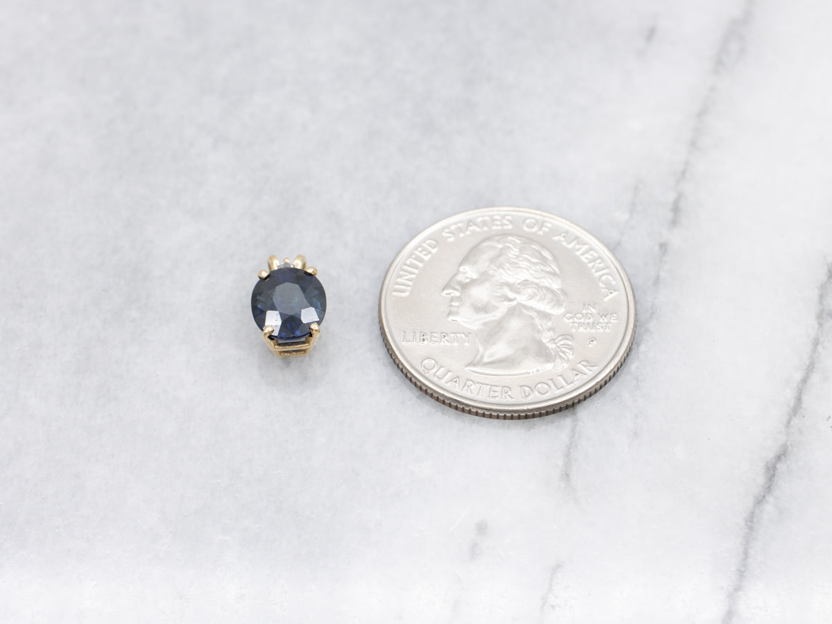 Navy Blue Sapphire and Diamond Drop Pendant
