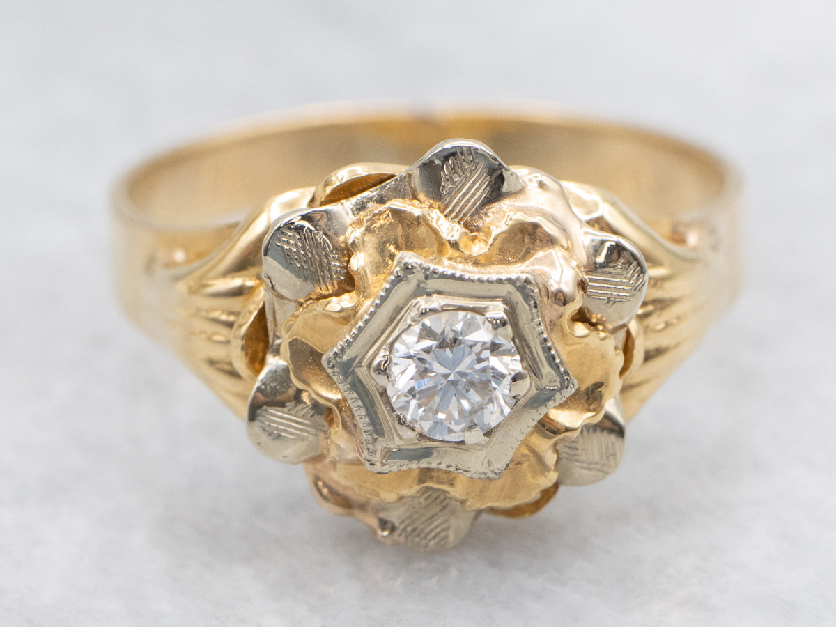 Retro Era Vintage Diamond Cocktail Ring