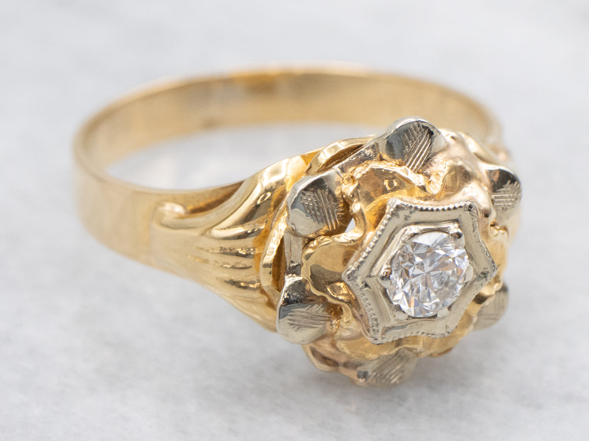 Retro Era Vintage Diamond Cocktail Ring