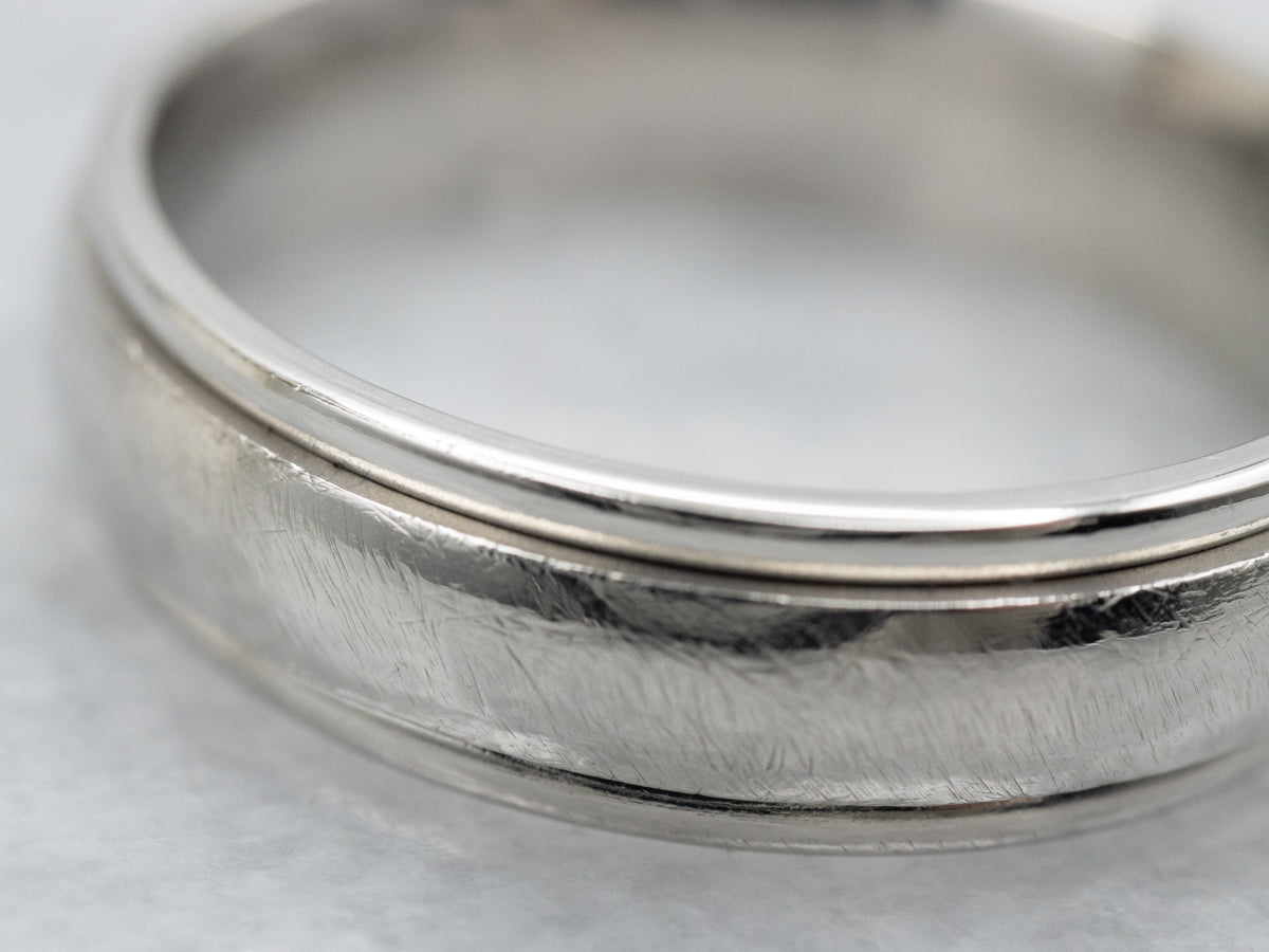Men's Platinum Band with Textured Center