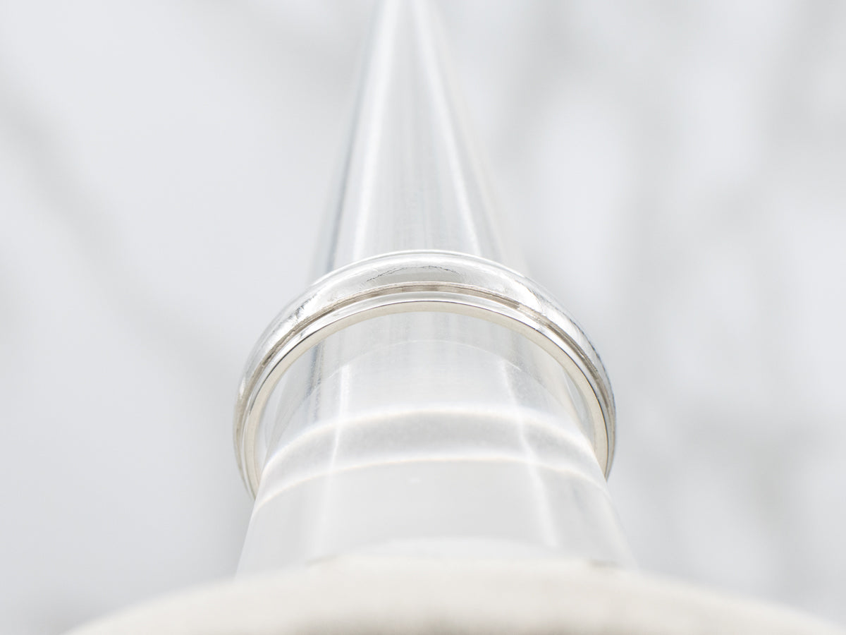 Men's Platinum Band with Textured Center