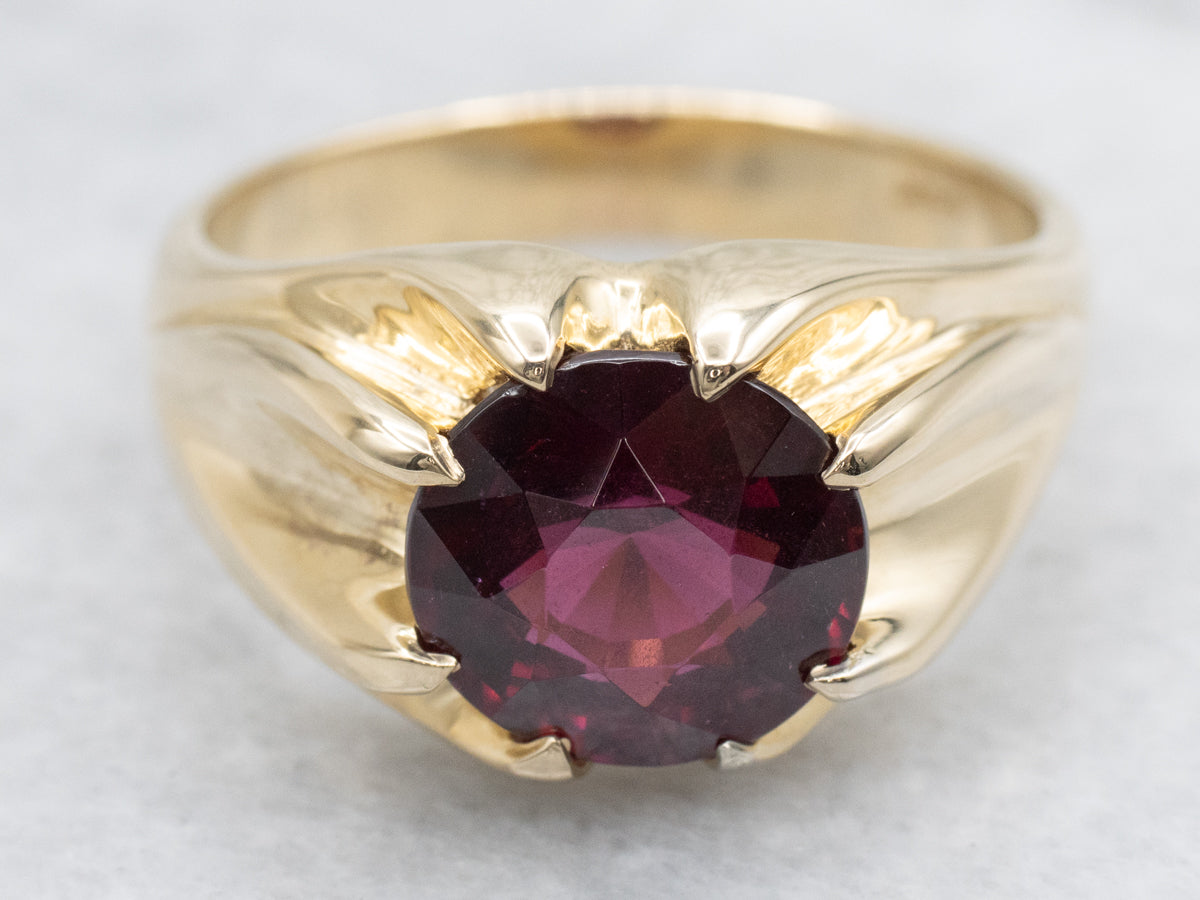 Men's Bold Garnet and Gold Statement Ring