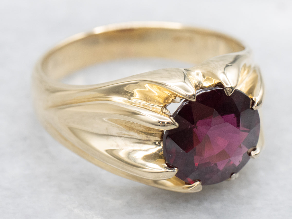 Men&#39;s Bold Garnet and Gold Statement Ring