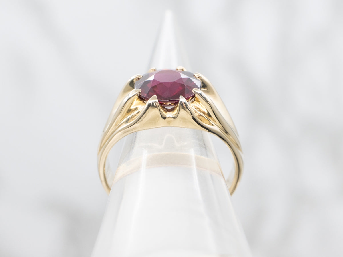 Men's Bold Garnet and Gold Statement Ring
