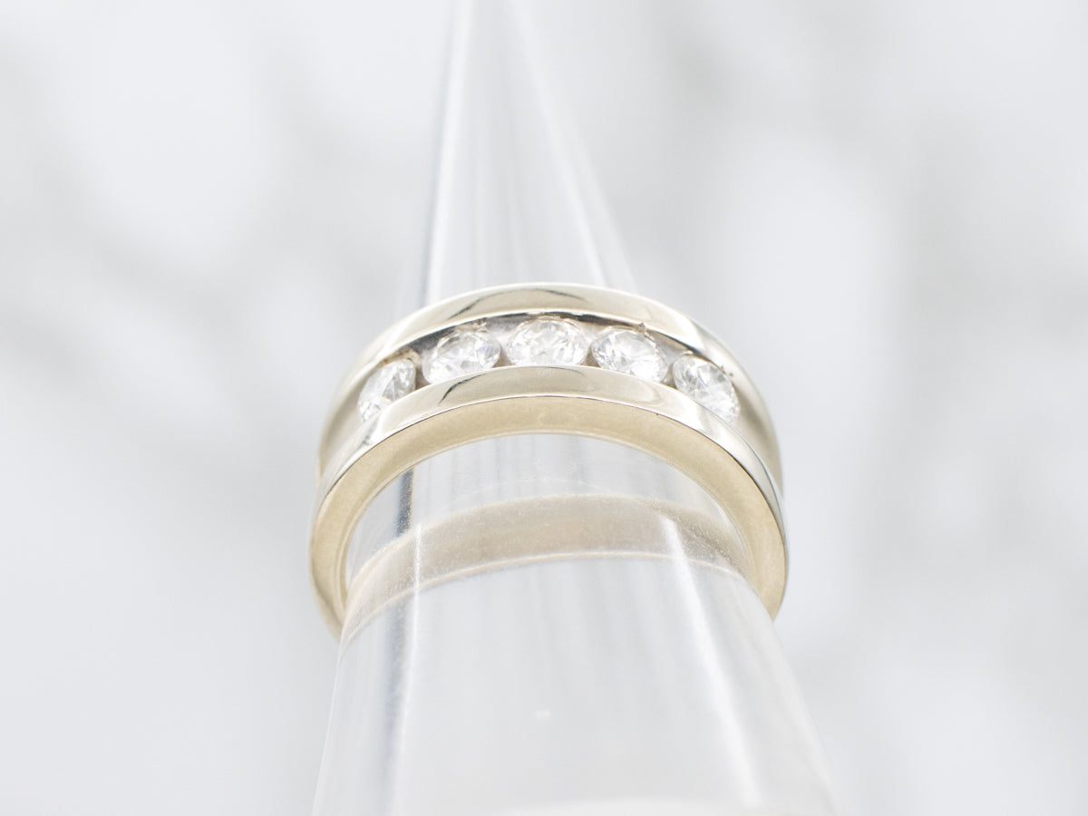 Wide White Gold Channel Set Diamond Band
