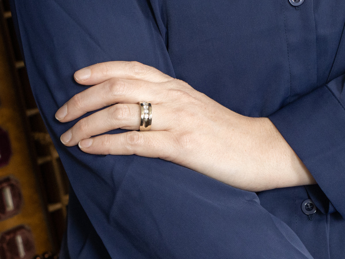 Wide White Gold Channel Set Diamond Band