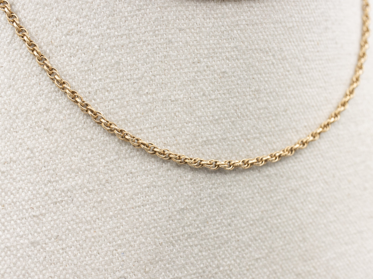 Long Polished Gold Rope Twist Chain
