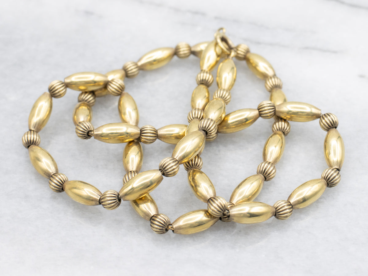 Vintage Gold Tube Beaded Necklace