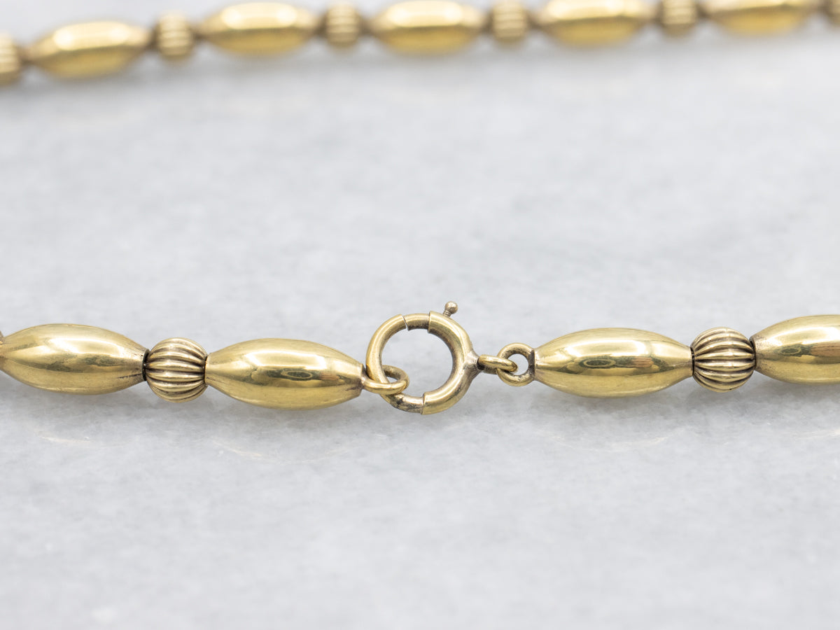 Vintage Gold Tube Beaded Necklace