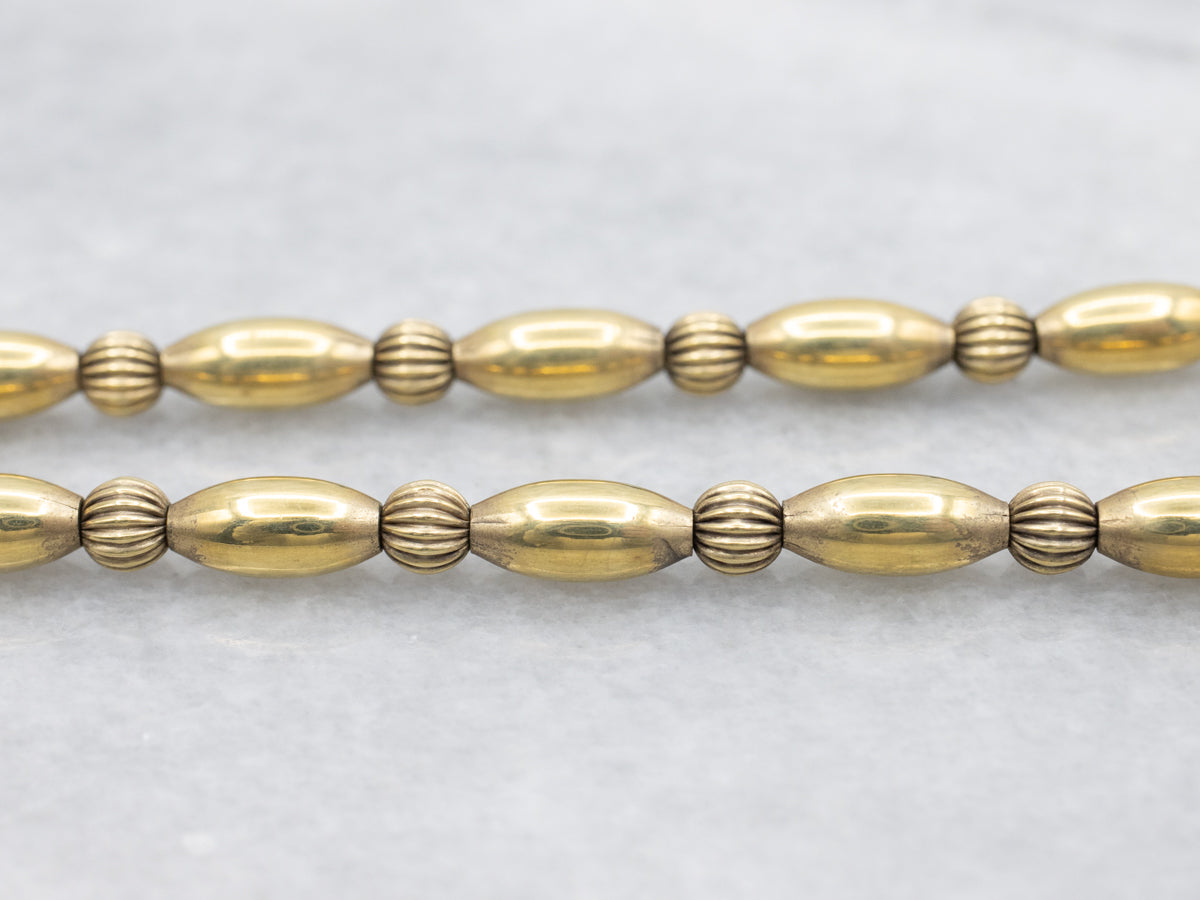 Vintage Gold Tube Beaded Necklace
