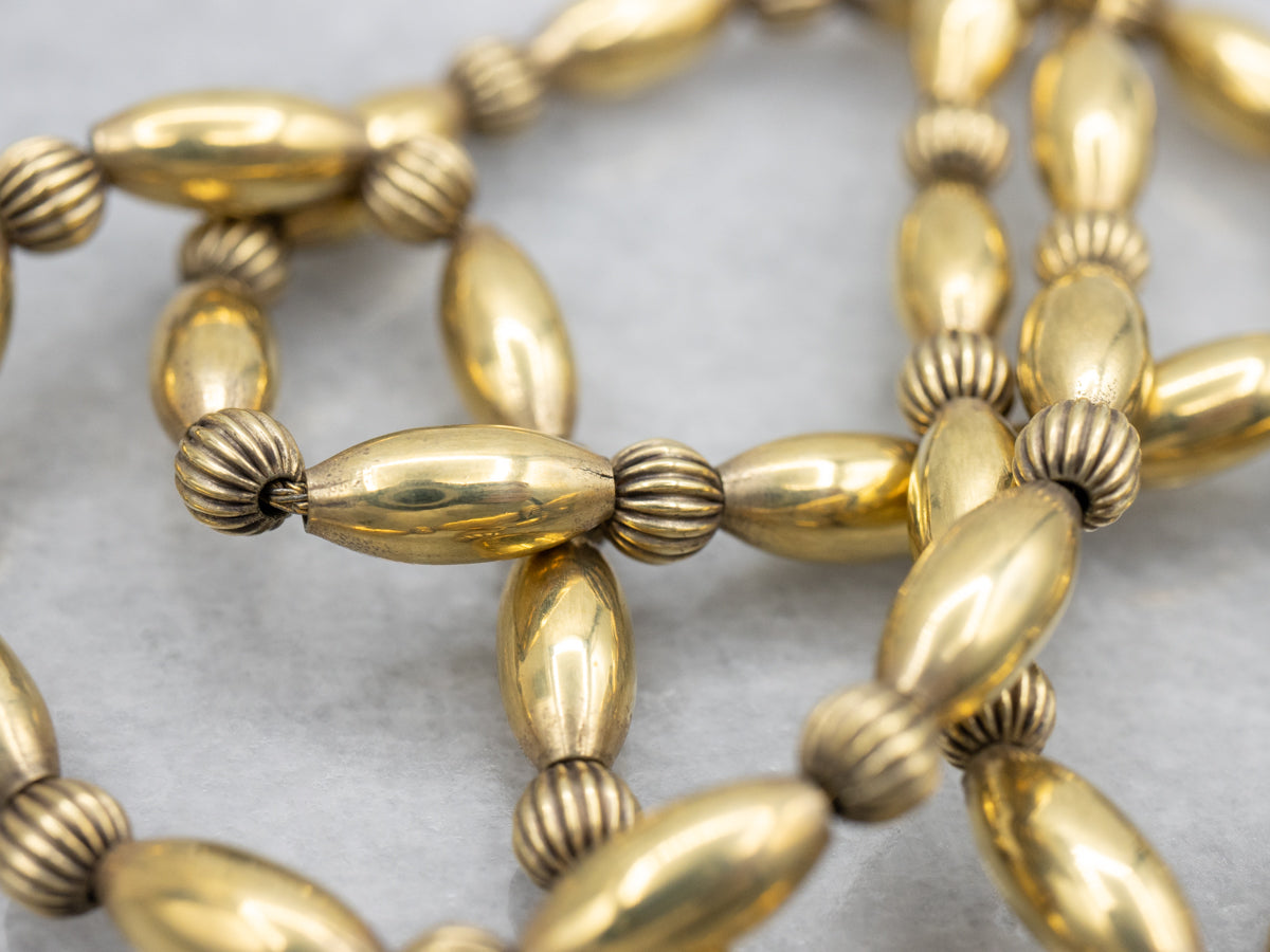 Vintage Gold Tube Beaded Necklace