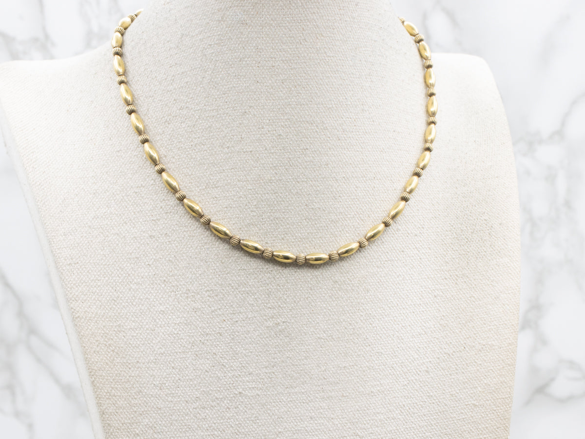 Vintage Gold Tube Beaded Necklace
