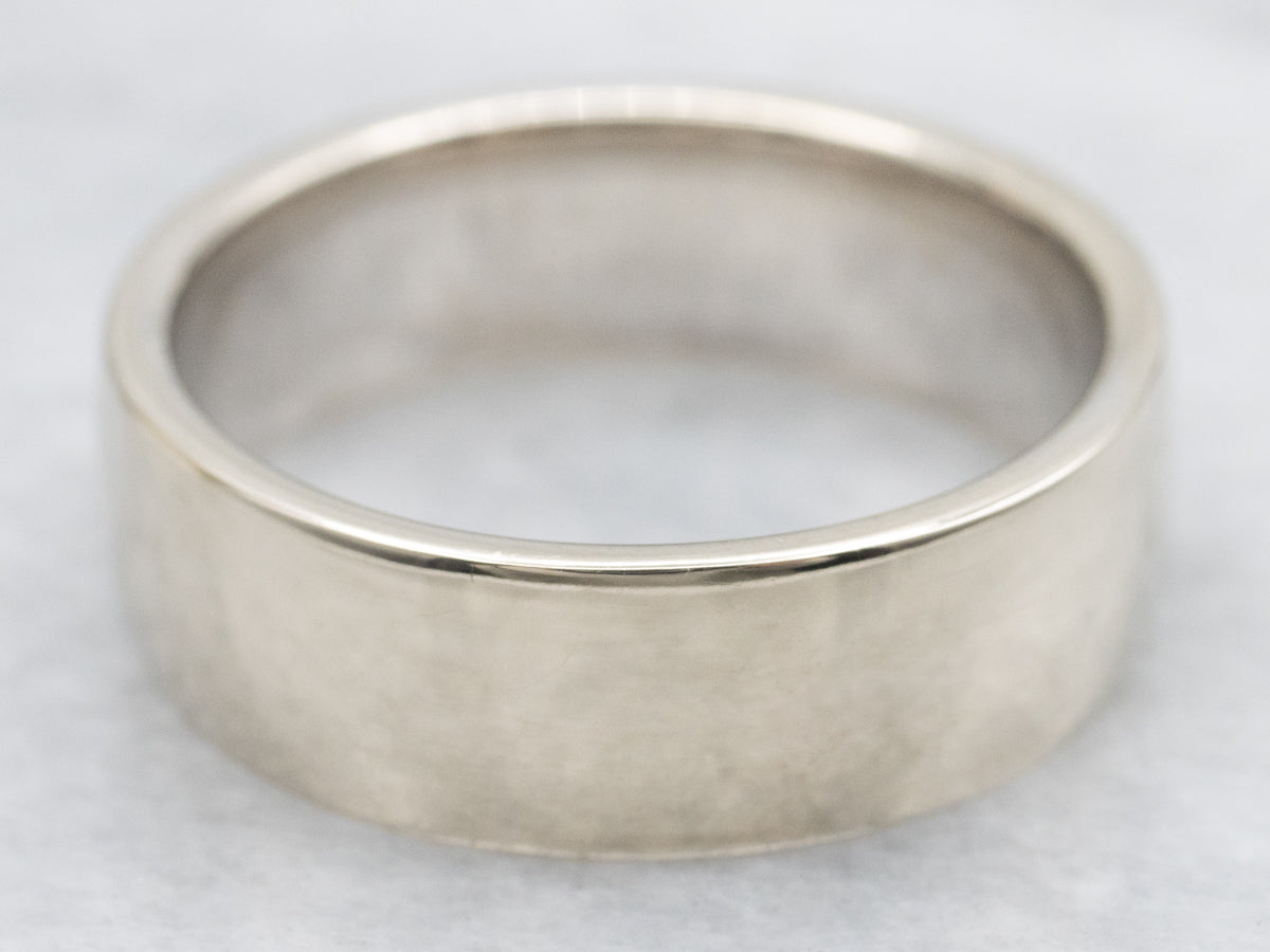 Men's Plain White Gold Comfort Fit Band