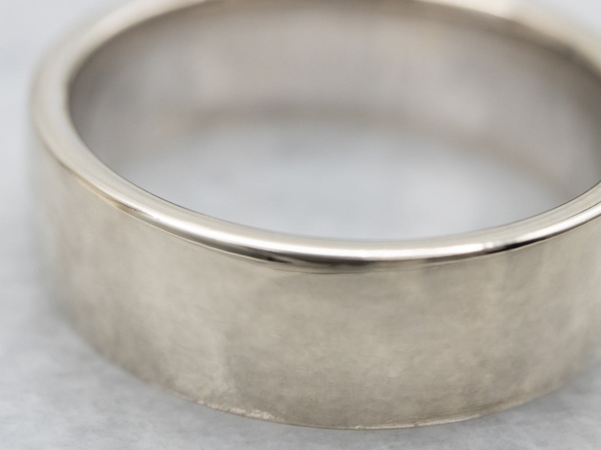 Men's Plain White Gold Comfort Fit Band