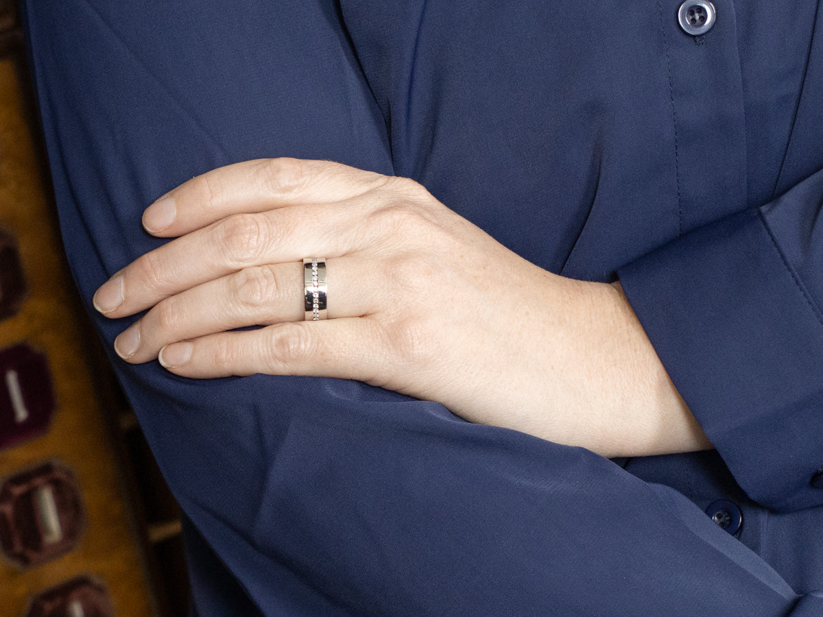 Modernist Minimalist Platinum and Diamond Eternity Band