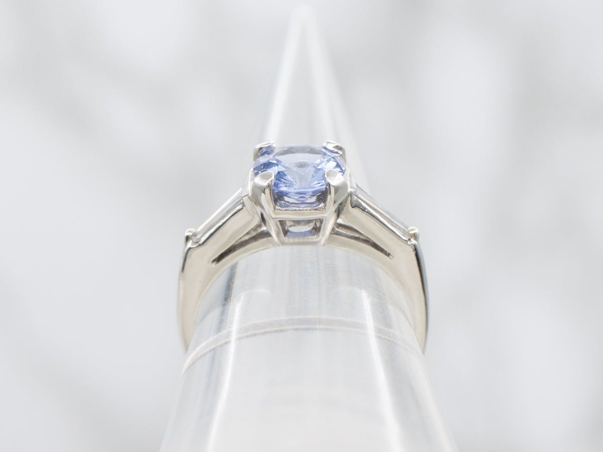 Pretty Sapphire and Diamond Vintage Platinum Ring