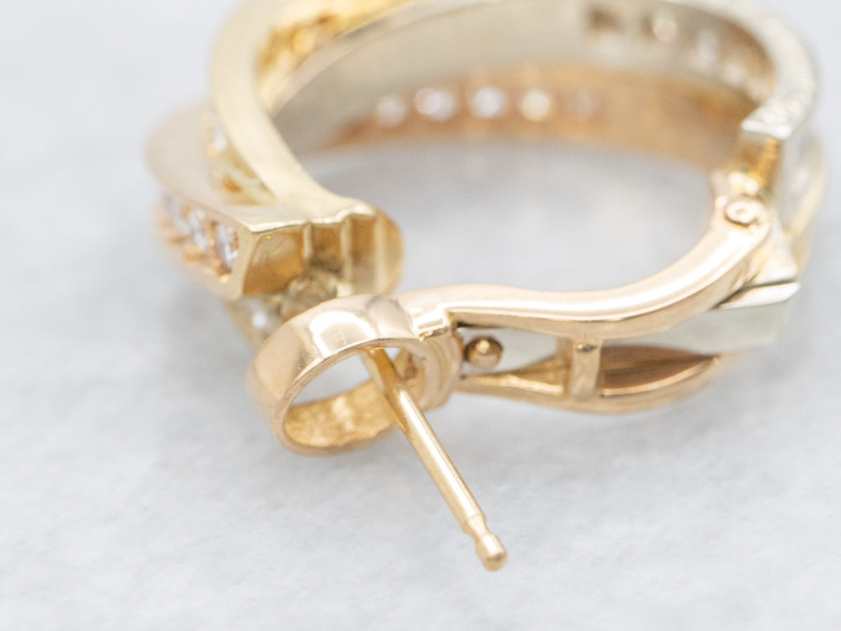 18-Karat Gold Cartier Crossover Diamond Hoop Earrings