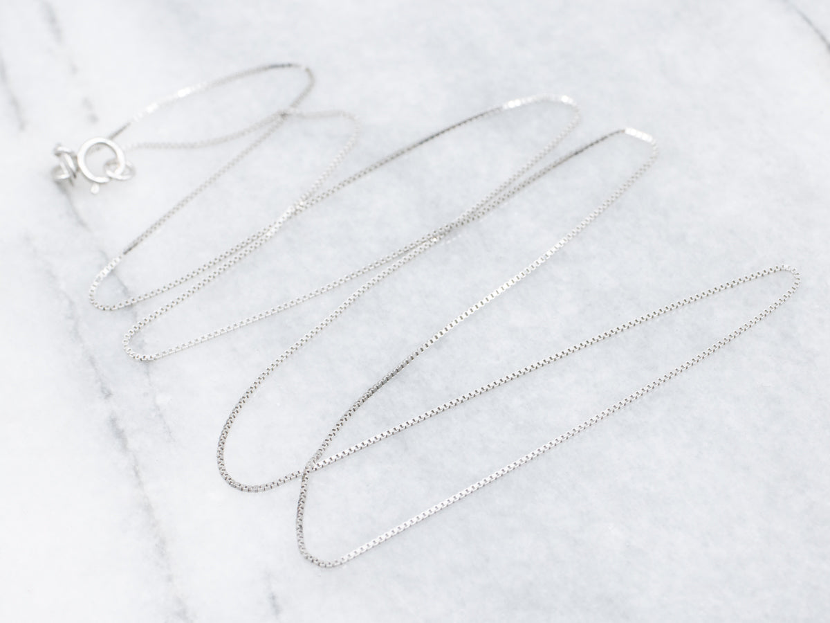 Thin 20-Inch White Gold Box Chain