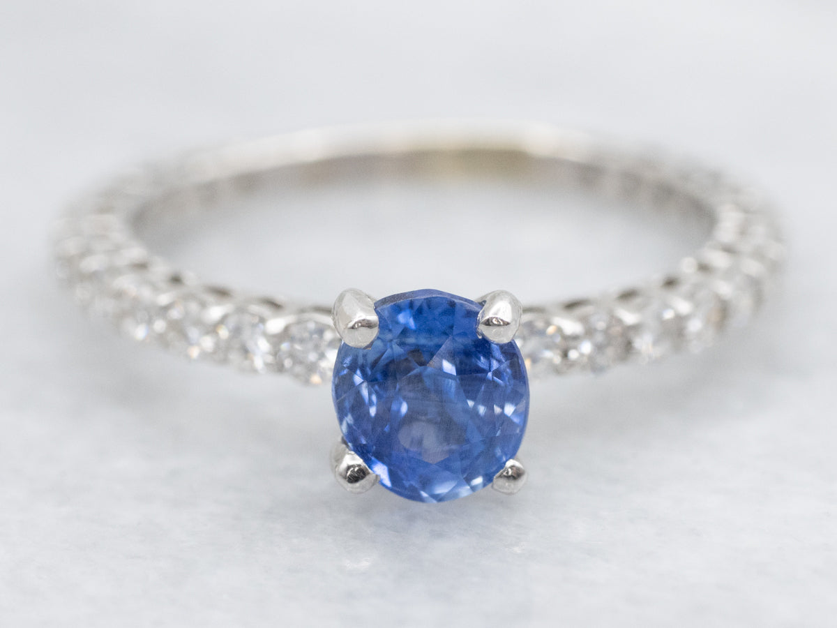 Sapphire Diamond White Gold Engagement Ring