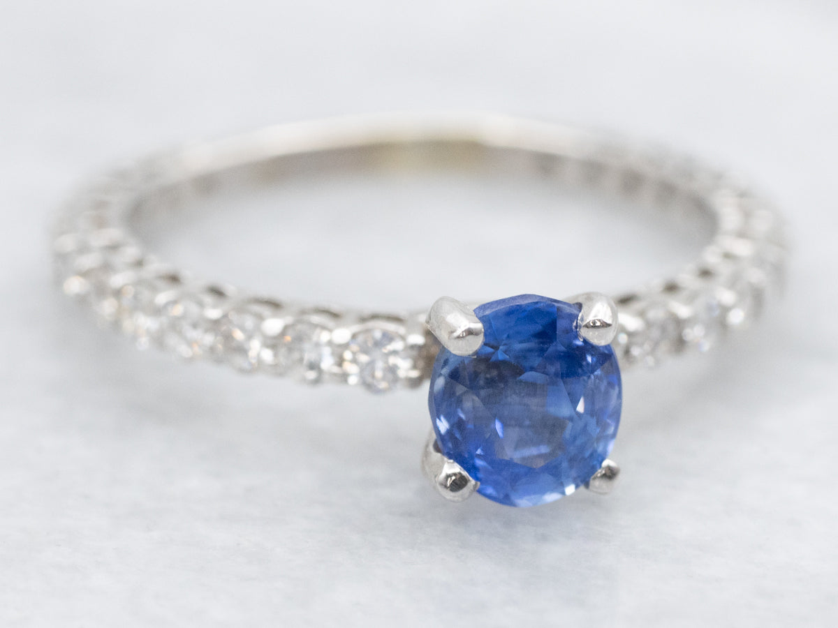 Sapphire Diamond White Gold Engagement Ring