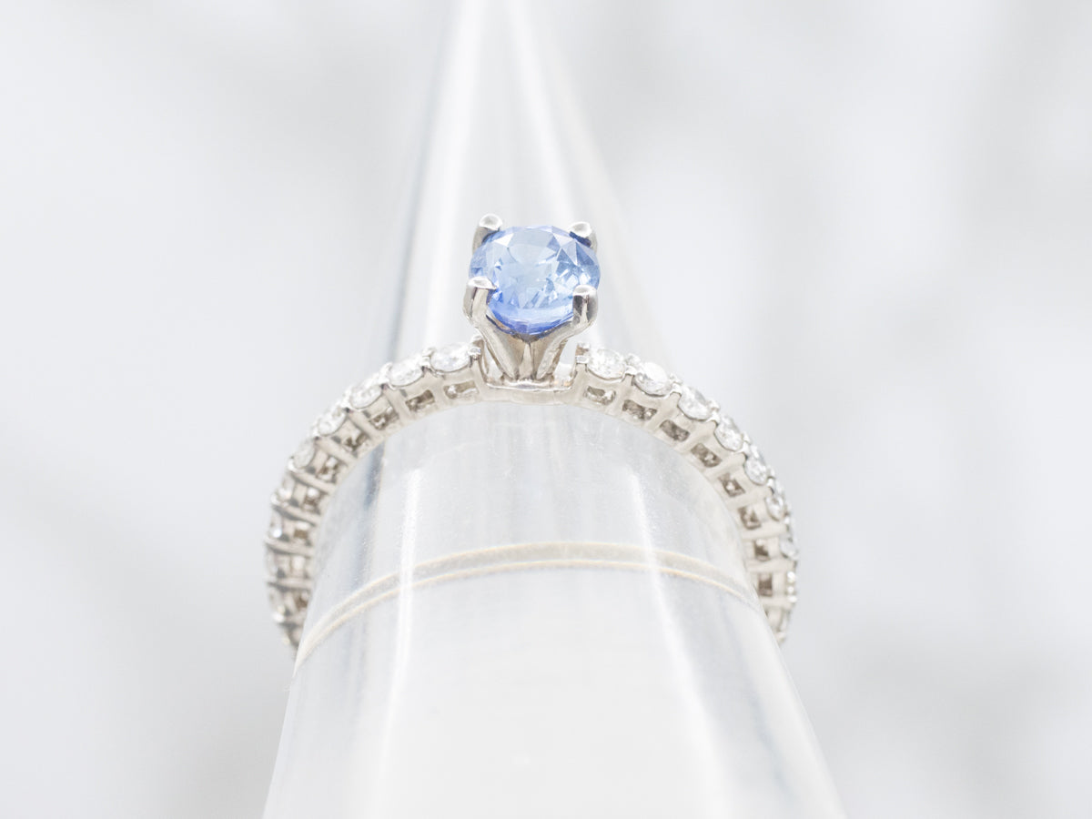 Sapphire Diamond White Gold Engagement Ring